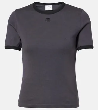 Tシャツ・カットソー Courreges Courreges T-shirts and Polos Courrèges contrast-trim Cotton T-shirt | White | FARFETCH