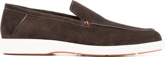 Santoni calf-suede almond-toe loafers - men - Calf Leather/Rubber/Calf Suede - 6 1/2 - Brown
