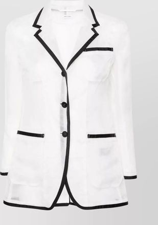 Thom Browne sheer organza blazer grosgrain trim