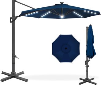 Best Choice Products 10ft 360-Degree Solar LED Lit Cantilever Patio Umbrella, Outdoor Hanging Shade