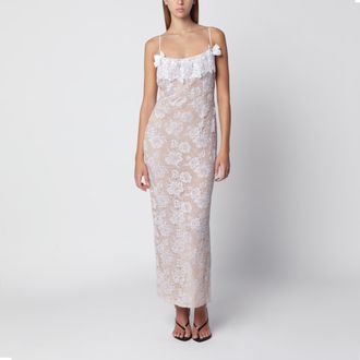 Alessandra Rich Abito sottoveste color lavanda in pizzo