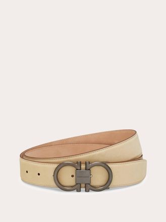Ferragamo Men Adjustable Gancini belt Beige