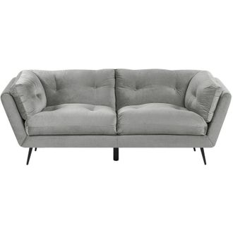 Beliani Sofa 3 Seater LENVIK Velvet Grey