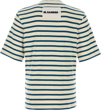 Jil Sander Mens Striped Cotton T-Shirt Cream