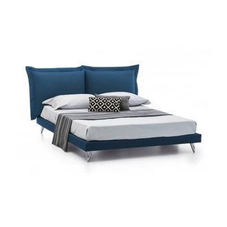 Dmora Dmora - Cama Matrimonial Dgiraud, Cama Fija En Tela Con Pies, 100% Made In Italy, Adecuado Para Colch&oacute;n 160x190 Cm, Azul