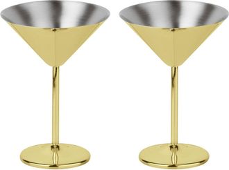 Paderno Set of 2 Martini Cups Stainless Steel Gold Look