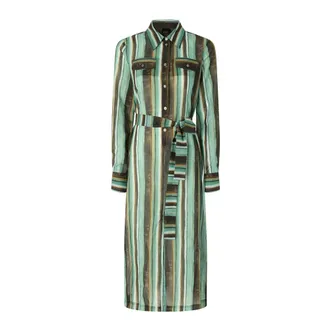 Pinko Shirt Dresses, female, Multicolor, Size: M Striped Belted Shirt Midi Dress