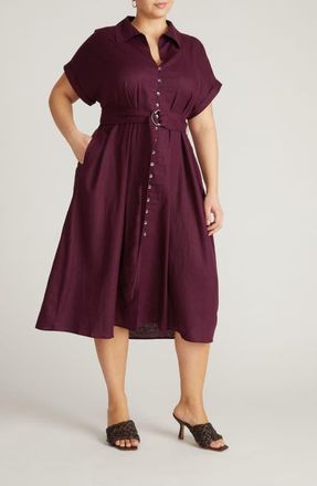 Universal Standard Sandy Linen Blend Shirtdress in Acai Purple at Nordstrom, Size Xl