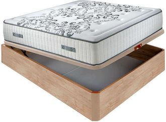 Colchones Aznar Colch&oacute;n Muelles Ensacados Queen 28 Cm Acogida Gradual + Canap&eacute; Abatible Madera 3d Transpirable Altura 34 Cm 150x200 Cm - Roble