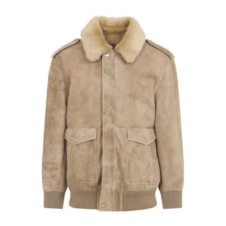 Prada Luxe Leren Jas Naakt Neutraal - Dames - Leren en Su&egrave;de Jassen - Beige - XS - Jassen