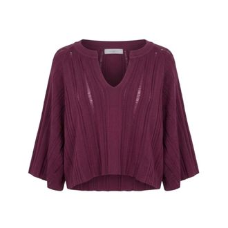 Malo Top Corto a Costine Verticali - - Knitwear - Donna - Viola - S