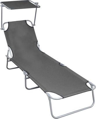 vidaXL Tumbona Plegable Con Toldo De Aluminio Gris Vidaxl