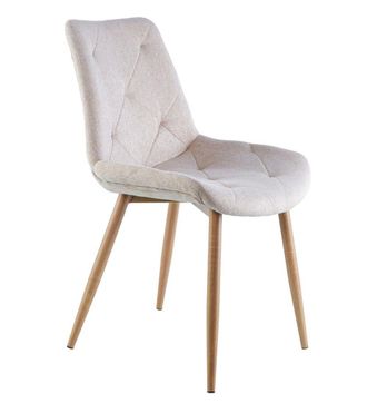 Home Heavenly Home Heavenly - Pack 4 Sillas Comedor Marilyn. Tapizado Extra Suave Dise&ntilde;o Rombos. Patas Metal Tipo Roble. Color: Beige - Pata Madera