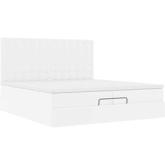 vidaXL Estructura Cama Otomana Colchones Cuero Sint&eacute;tico Blanco Vidaxl