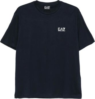 Emporio Armani logo-print cotton T-shirt - men - Cotton - M - Blue