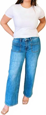 Flying Monkey Nova Wide Leg Jeans In Washed Blue