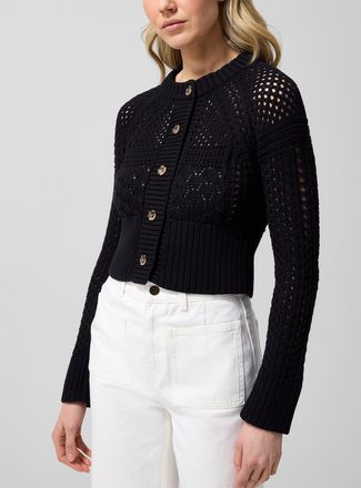 Smythe Womens Pure cotton crocheted knit cardigan
