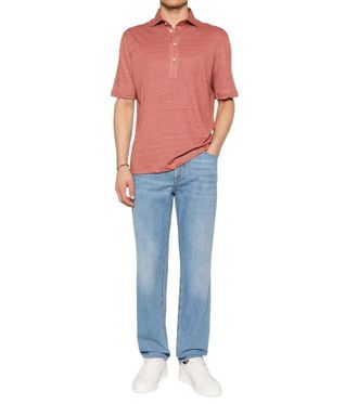 Brunello Cucinelli Red Shirt Collar Polo