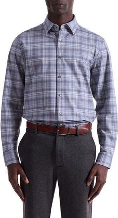 Bugatchi Jules OoohCotton Plaid Button-Up Shirt in Cement at Nordstrom Rack, Size Xxx-Large