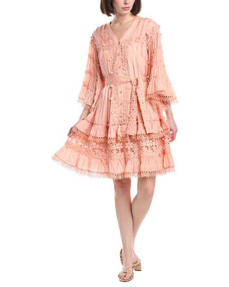 Beulah Floral Lace Detail Tiered Flounce Mini Dress
