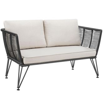 TecTake Garden Sofa Sundo in Dark Grey | Size: 2 Seater