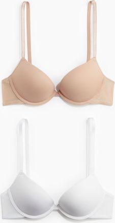 H&M 2er-Pack Super-Push-up-BHs aus Mikrofaser - Beige/Weiss