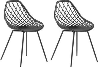Beliani Beliani - Conjunto De 2 Sillas De Comedor Negras Material Sint&eacute;tico Respaldo Red Canton