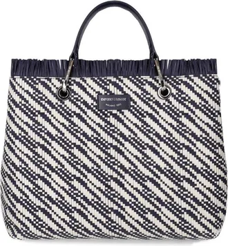 Emporio Armani Myea Blue Aqnd White Medium Shopping Bag