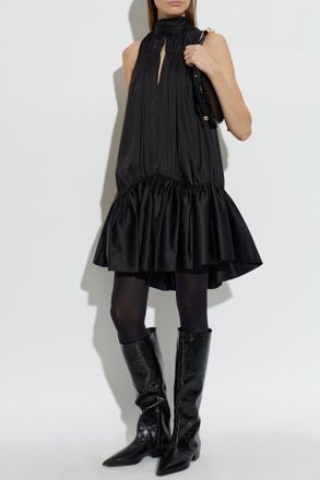 Rotate Asymmetrical Dress With Scarf, Womens, Black