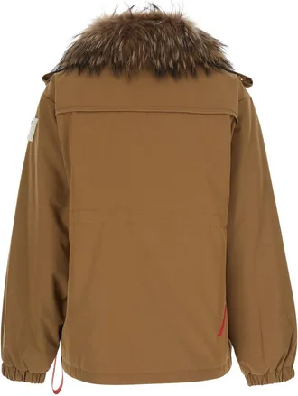 Afterlabel Fur-Trim Tech Parka Coat - Beige