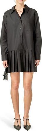 English Factory Pleated Long Sleeve Shirtdress in Black at Nordstrom Rack, Size X-Small