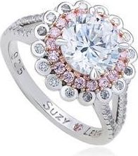 Suzy Levian Cubic Zirconia Engagement Ring in Pink at Nordstrom Rack, Size 7.5
