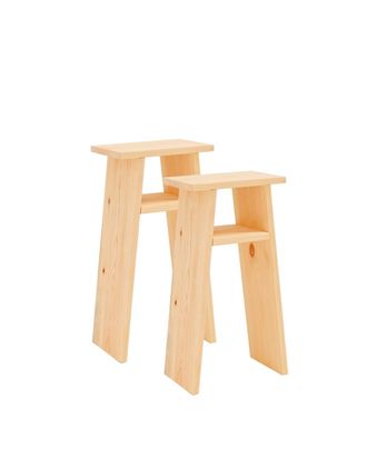 Deco Wood Pack 2 mesitas elaborada con madera maciza beige 60x20cm