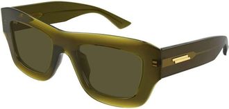 Bottega Veneta Squared Zonnebrillen - Dames - Zonnebrillen - Groen - 50 MM - Nylon - Accessoires