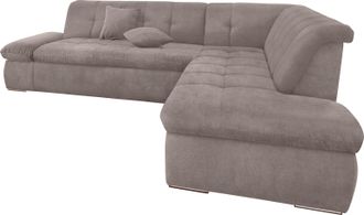 Domo Collection Ecksofa »Moric Luxus incl. Zierkissen B/T/H: 273/216/80 cm« XXL, L-Form, bis 140kg pro Sitzplatz belastbar, Ottomanen-Abschluss