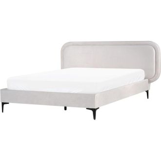 Beliani Beliani - Letto moderno in velluto eu matrimoniale 140 x 200 cm Grigio Chiaro Suzette