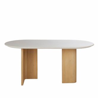 Maisons du monde Mesa de comedor de piedra con efecto m&aacute;rmol