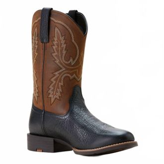 Ariat Mens Sport Stratten Cowboy Boot - Medium In Black Adobe Weathered Chestnut