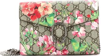 Gucci Dionysus Chain Wallet Blooms Print GG Coated Canvas Small crossbody bag - Bruin