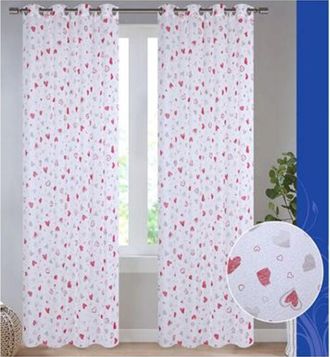 Trade Shop Trade Shop - Tenda Dorotea Cuori Pannello Singolo 8 Borchie Porta Finestra Bastone 140x280 Cm