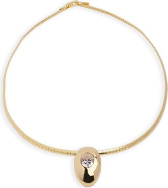 Argento Vivo Oval Cut Cubic Zirconia Dome Pendant Necklace in Gold at Nordstrom