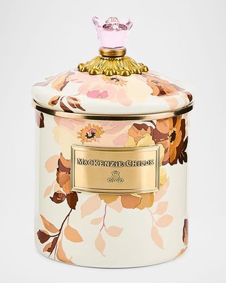 MacKenzie-Childs Wild Rose White Small Canister