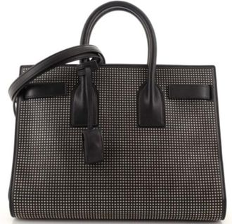 Saint Laurent Black Leather Small Studded Sac de Jour Tote Bag