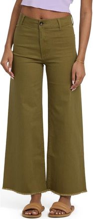 Billabong Free Fall Stretch Crop Wide Leg Pants in Martini Olive at Nordstrom, Size 25