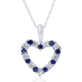 Pompeii3 1/2Ct Blue Sapphire & Diamond Heart Pendant in 14k White, Yellow, or Rose Gold