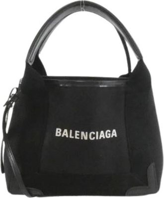 Balenciaga Pre-owned Handbags, female, Black, Size: ONE SIZE Pre-owned Navy Cabas Leather Tote Bag