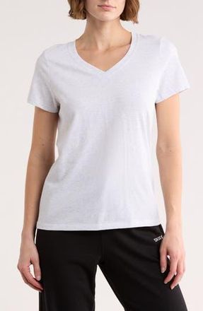 DKNY Embroidered Logo V-Neck T-Shirt in Optic White Heather at Nordstrom Rack, Size X-Small