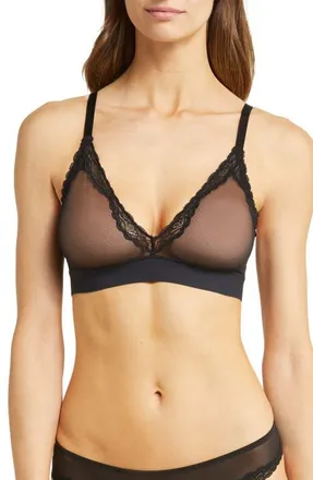 Skarlett Blue Passion Plunge Mesh Bralette in Black at Nordstrom, Size X-Small