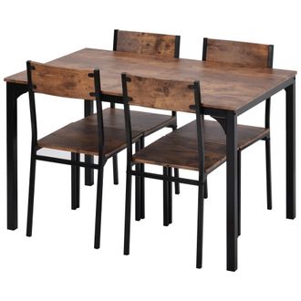 Urban Meuble Conjunto vintage de mesa y 4 sillas en color marr&oacute;n