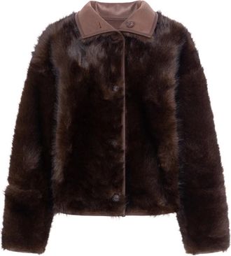 Urban Code Omkeerbare Jas van Imitatiebont - Dames - Jassen - Bruin - L - Polyester - Jassen
